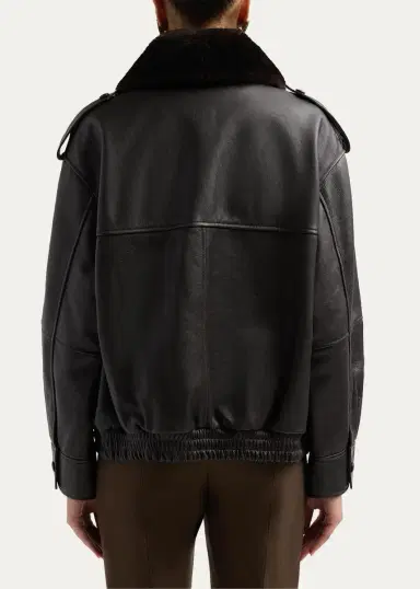 Loulou de Saison Russo Lamb Shearling Collar & Leather Military Jacket | Thumbnail 3 Loulou de Saison Russo Lamb Shearling Collar & Leather Military Jacket | Thumbnail 3