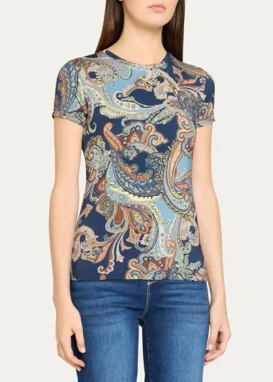 L'Agence Ressi Paisley Short-Sleeve Jersey T-Shirt | Thumbnail 4 L'Agence Ressi Paisley Short-Sleeve Jersey T-Shirt | Thumbnail 4