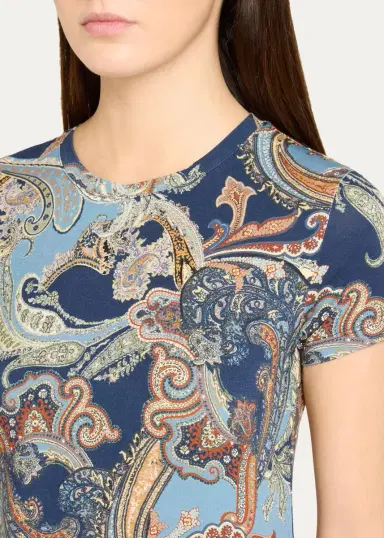 L'Agence Ressi Paisley Short-Sleeve Jersey T-Shirt | Thumbnail 5 L'Agence Ressi Paisley Short-Sleeve Jersey T-Shirt | Thumbnail 5