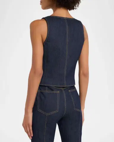 Cinq à Sept Abbot Denim Zip-Front Top | Thumbnail 3 Cinq à Sept Abbot Denim Zip-Front Top | Thumbnail 3