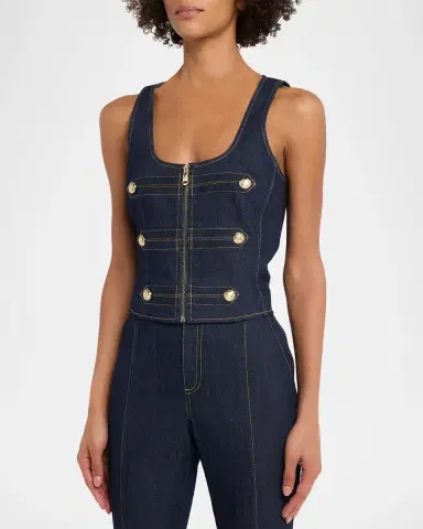 Cinq à Sept Abbot Denim Zip-Front Top | Thumbnail 4 Cinq à Sept Abbot Denim Zip-Front Top | Thumbnail 4