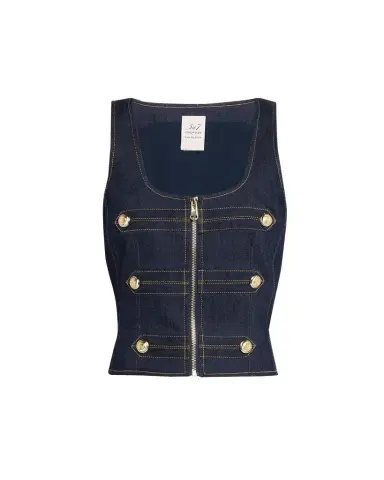 Cinq à Sept Abbot Denim Zip-Front Top | Thumbnail 1 Cinq à Sept Abbot Denim Zip-Front Top | Thumbnail 1