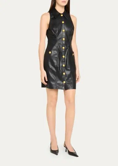L'Agence Apolline Sleeveless Faux-Leather Mini Dress | Thumbnail 4 L'Agence Apolline Sleeveless Faux-Leather Mini Dress | Thumbnail 4