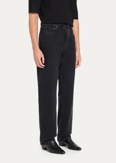Saint Laurent Men's Relaxed Straight-Leg Black Denim Jeans | Thumbnail 4 Saint Laurent Men's Relaxed Straight-Leg Black Denim Jeans | Thumbnail 4