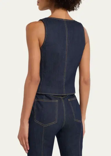 Cinq à Sept Abbot Denim Zip-Front Top | Thumbnail 3 Cinq à Sept Abbot Denim Zip-Front Top | Thumbnail 3
