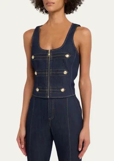 Cinq à Sept Abbot Denim Zip-Front Top | Thumbnail 4 Cinq à Sept Abbot Denim Zip-Front Top | Thumbnail 4