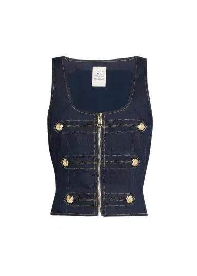 Cinq à Sept Abbot Denim Zip-Front Top | Thumbnail 1 Cinq à Sept Abbot Denim Zip-Front Top | Thumbnail 1