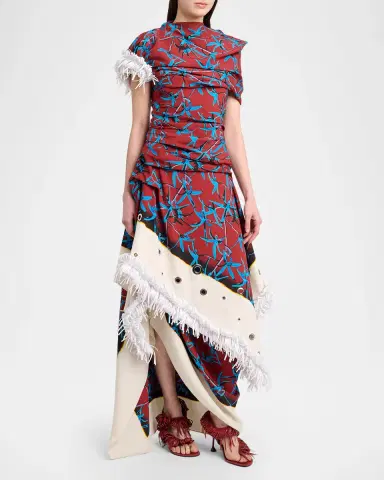 Proenza Schouler Bodine Asymmetric Draped Grommet Fringe High-Low Dress | Thumbnail 4 Proenza Schouler Bodine Asymmetric Draped Grommet Fringe High-Low Dress | Thumbnail 4