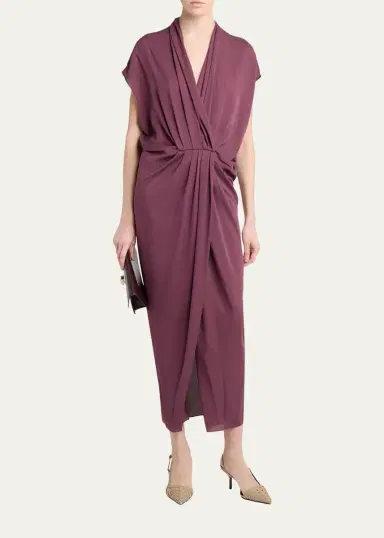 Giorgio Armani Surplice-Neck Cap-Sleeve Column Dress | Thumbnail 2 Giorgio Armani Surplice-Neck Cap-Sleeve Column Dress | Thumbnail 2