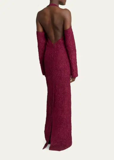 Proenza Schouler Lina Crushed Silk Habotai Long-Sleeve Halter Gown | Thumbnail 3 Proenza Schouler Lina Crushed Silk Habotai Long-Sleeve Halter Gown | Thumbnail 3