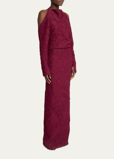 Proenza Schouler Lina Crushed Silk Habotai Long-Sleeve Halter Gown | Thumbnail 4 Proenza Schouler Lina Crushed Silk Habotai Long-Sleeve Halter Gown | Thumbnail 4