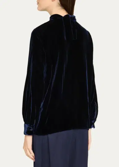 Giorgio Armani Mock-Neck Velvet Long-Sleeve Shirt | Thumbnail 3 Giorgio Armani Mock-Neck Velvet Long-Sleeve Shirt | Thumbnail 3