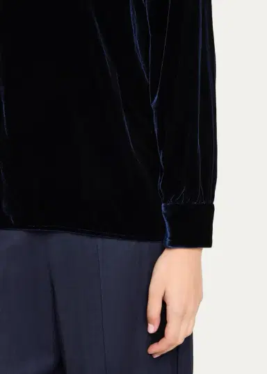 Giorgio Armani Mock-Neck Velvet Long-Sleeve Shirt | Thumbnail 5 Giorgio Armani Mock-Neck Velvet Long-Sleeve Shirt | Thumbnail 5