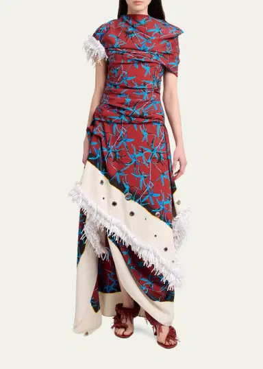 Proenza Schouler Bodine Asymmetric Draped Grommet Fringe High-Low Dress | Thumbnail 2 Proenza Schouler Bodine Asymmetric Draped Grommet Fringe High-Low Dress | Thumbnail 2