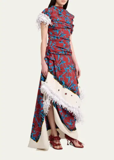 Proenza Schouler Bodine Asymmetric Draped Grommet Fringe High-Low Dress | Thumbnail 4 Proenza Schouler Bodine Asymmetric Draped Grommet Fringe High-Low Dress | Thumbnail 4