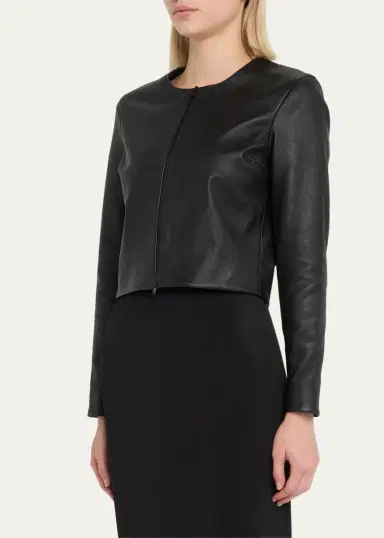 SUSAN BENDER Stretch Leather Long-Sleeve Cardigan Jacket | Thumbnail 4 SUSAN BENDER Stretch Leather Long-Sleeve Cardigan Jacket | Thumbnail 4