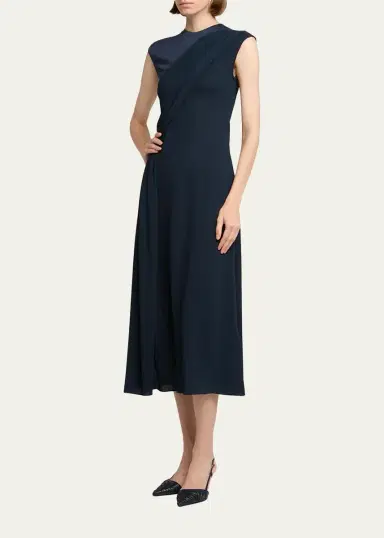 Giorgio Armani Gathered Sleeveless Midi Dress | Thumbnail 4 Giorgio Armani Gathered Sleeveless Midi Dress | Thumbnail 4