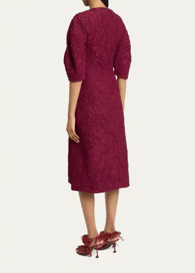 Proenza Schouler Alin Crushed Silk Curved-Sleeve Midi Dress | Thumbnail 3 Proenza Schouler Alin Crushed Silk Curved-Sleeve Midi Dress | Thumbnail 3