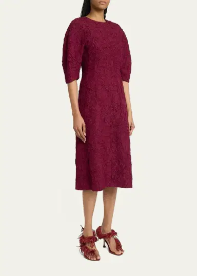 Proenza Schouler Alin Crushed Silk Curved-Sleeve Midi Dress | Thumbnail 4 Proenza Schouler Alin Crushed Silk Curved-Sleeve Midi Dress | Thumbnail 4
