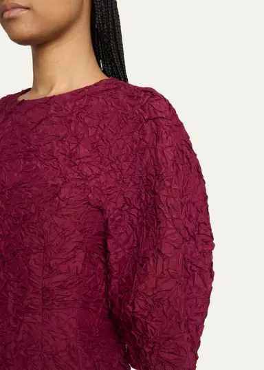 Proenza Schouler Alin Crushed Silk Curved-Sleeve Midi Dress | Thumbnail 5 Proenza Schouler Alin Crushed Silk Curved-Sleeve Midi Dress | Thumbnail 5
