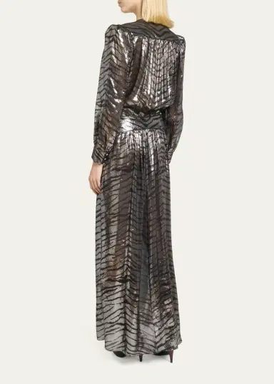 Isabel Marant Felby Metallic Tiger-Print Long-Sleeve Maxi Dress | Thumbnail 3 Isabel Marant Felby Metallic Tiger-Print Long-Sleeve Maxi Dress | Thumbnail 3