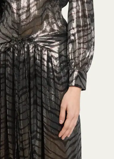 Isabel Marant Felby Metallic Tiger-Print Long-Sleeve Maxi Dress | Thumbnail 5 Isabel Marant Felby Metallic Tiger-Print Long-Sleeve Maxi Dress | Thumbnail 5