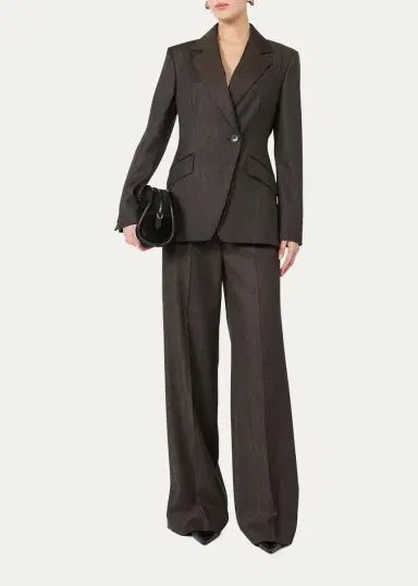 Max Mara Wool Twill Wide-Leg Trousers | Thumbnail 2 Max Mara Wool Twill Wide-Leg Trousers | Thumbnail 2