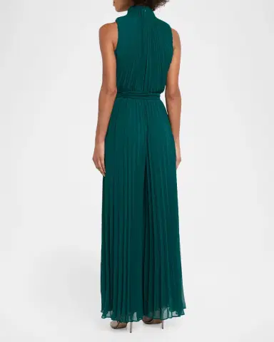 Aidan Mattox Wide-Leg Pleated Georgette Jumpsuit | Thumbnail 3 Aidan Mattox Wide-Leg Pleated Georgette Jumpsuit | Thumbnail 3