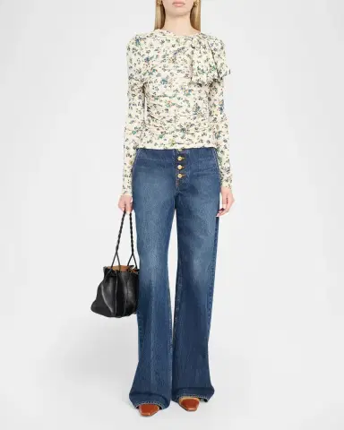 Ulla Johnson Neema Printed Draped Jersey Top | Thumbnail 2 Ulla Johnson Neema Printed Draped Jersey Top | Thumbnail 2