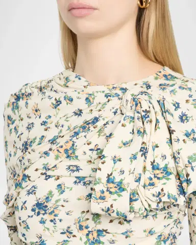 Ulla Johnson Neema Printed Draped Jersey Top | Thumbnail 5 Ulla Johnson Neema Printed Draped Jersey Top | Thumbnail 5
