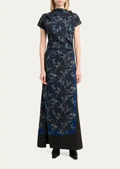Proenza Schouler Anais Floral-Print Gathered Button-Side Maxi Dress | Thumbnail 2 Proenza Schouler Anais Floral-Print Gathered Button-Side Maxi Dress | Thumbnail 2