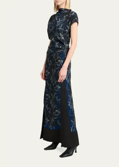 Proenza Schouler Anais Floral-Print Gathered Button-Side Maxi Dress | Thumbnail 4 Proenza Schouler Anais Floral-Print Gathered Button-Side Maxi Dress | Thumbnail 4
