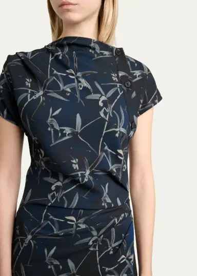 Proenza Schouler Anais Floral-Print Gathered Button-Side Maxi Dress | Thumbnail 5 Proenza Schouler Anais Floral-Print Gathered Button-Side Maxi Dress | Thumbnail 5