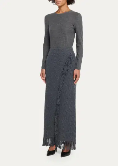 Simkhai Casey Ribbed Fringe-Trim Midi Skirt | Thumbnail 2 Simkhai Casey Ribbed Fringe-Trim Midi Skirt | Thumbnail 2
