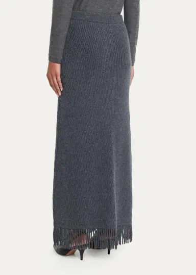Simkhai Casey Ribbed Fringe-Trim Midi Skirt | Thumbnail 3 Simkhai Casey Ribbed Fringe-Trim Midi Skirt | Thumbnail 3