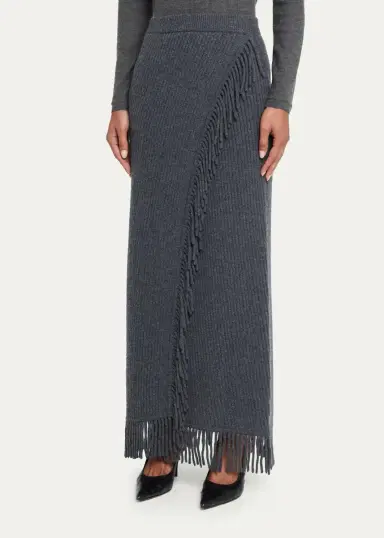 Simkhai Casey Ribbed Fringe-Trim Midi Skirt | Thumbnail 4 Simkhai Casey Ribbed Fringe-Trim Midi Skirt | Thumbnail 4