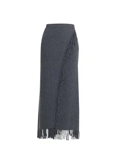 Simkhai Casey Ribbed Fringe-Trim Midi Skirt | Thumbnail 1 Simkhai Casey Ribbed Fringe-Trim Midi Skirt | Thumbnail 1
