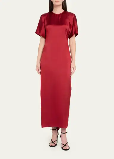 FFORME Imogen Fluid Satin Gathered Godet Midi Dress | Thumbnail 2 FFORME Imogen Fluid Satin Gathered Godet Midi Dress | Thumbnail 2