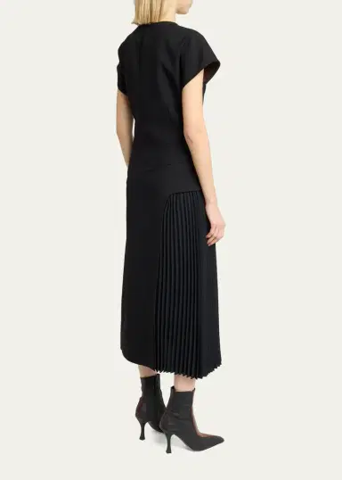 Proenza Schouler Ria Cap-Sleeve Pleated Panel Midi Dress | Thumbnail 3 Proenza Schouler Ria Cap-Sleeve Pleated Panel Midi Dress | Thumbnail 3