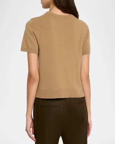 Vince Cashmere-Blend Short-Sleeve Crewneck Sweater | Thumbnail 3 Vince Cashmere-Blend Short-Sleeve Crewneck Sweater | Thumbnail 3