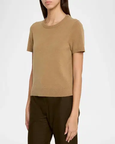 Vince Cashmere-Blend Short-Sleeve Crewneck Sweater | Thumbnail 4 Vince Cashmere-Blend Short-Sleeve Crewneck Sweater | Thumbnail 4