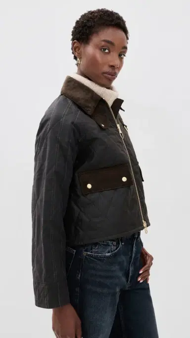 Barbour Tartan Reimagined Icons Tartan Quilted Spey Wax Jacket Olive/Classic 8 | Thumbnail 4 Barbour Tartan Reimagined Icons Tartan Quilted Spey Wax Jacket Olive/Classic 8 | Thumbnail 4