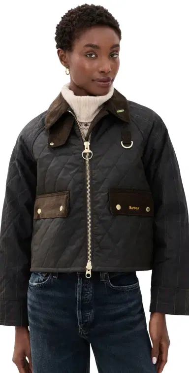 Barbour Tartan Reimagined Icons Tartan Quilted Spey Wax Jacket Olive/Classic 8 | Thumbnail 1 Barbour Tartan Reimagined Icons Tartan Quilted Spey Wax Jacket Olive/Classic 8 | Thumbnail 1