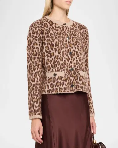 Sablyn Char Leopard Shrunken Cashmere Cardigan | Thumbnail 4 Sablyn Char Leopard Shrunken Cashmere Cardigan | Thumbnail 4