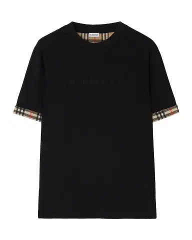 Burberry Ryan Check-Cuff Cotton Crewneck T-Shirt | Thumbnail 2 Burberry Ryan Check-Cuff Cotton Crewneck T-Shirt | Thumbnail 2