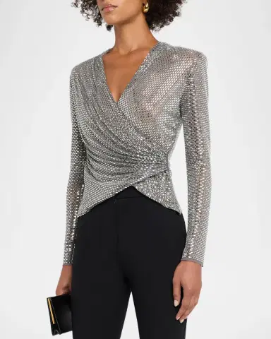 Self-Portrait Rhinestone Wrap Top | Thumbnail 4 Self-Portrait Rhinestone Wrap Top | Thumbnail 4