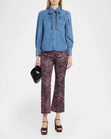 Cinq à Sept Paisley Denim Kick Flare Pants | Thumbnail 2 Cinq à Sept Paisley Denim Kick Flare Pants | Thumbnail 2