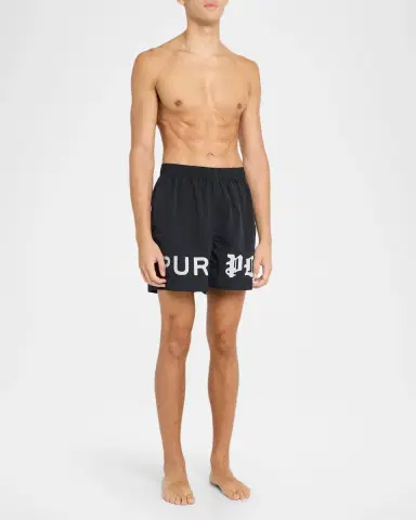 PURPLE Men's All Round Split-Logo Swim Trunks | Thumbnail 2 PURPLE Men's All Round Split-Logo Swim Trunks | Thumbnail 2