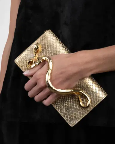 ALEXIS BITTAR Serpent Metallic Python-Embossed Leather Clutch Bag | Thumbnail 2 ALEXIS BITTAR Serpent Metallic Python-Embossed Leather Clutch Bag | Thumbnail 2