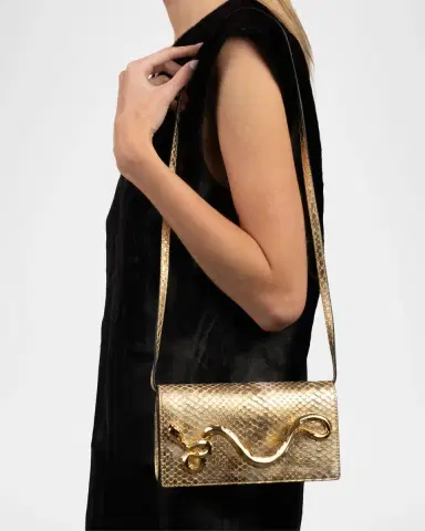 ALEXIS BITTAR Serpent Metallic Python-Embossed Leather Clutch Bag | Thumbnail 5 ALEXIS BITTAR Serpent Metallic Python-Embossed Leather Clutch Bag | Thumbnail 5